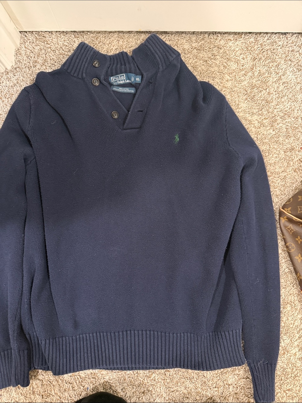 Polo by Ralph Lauren Navy Shawl-Collar Crewneck Sweater